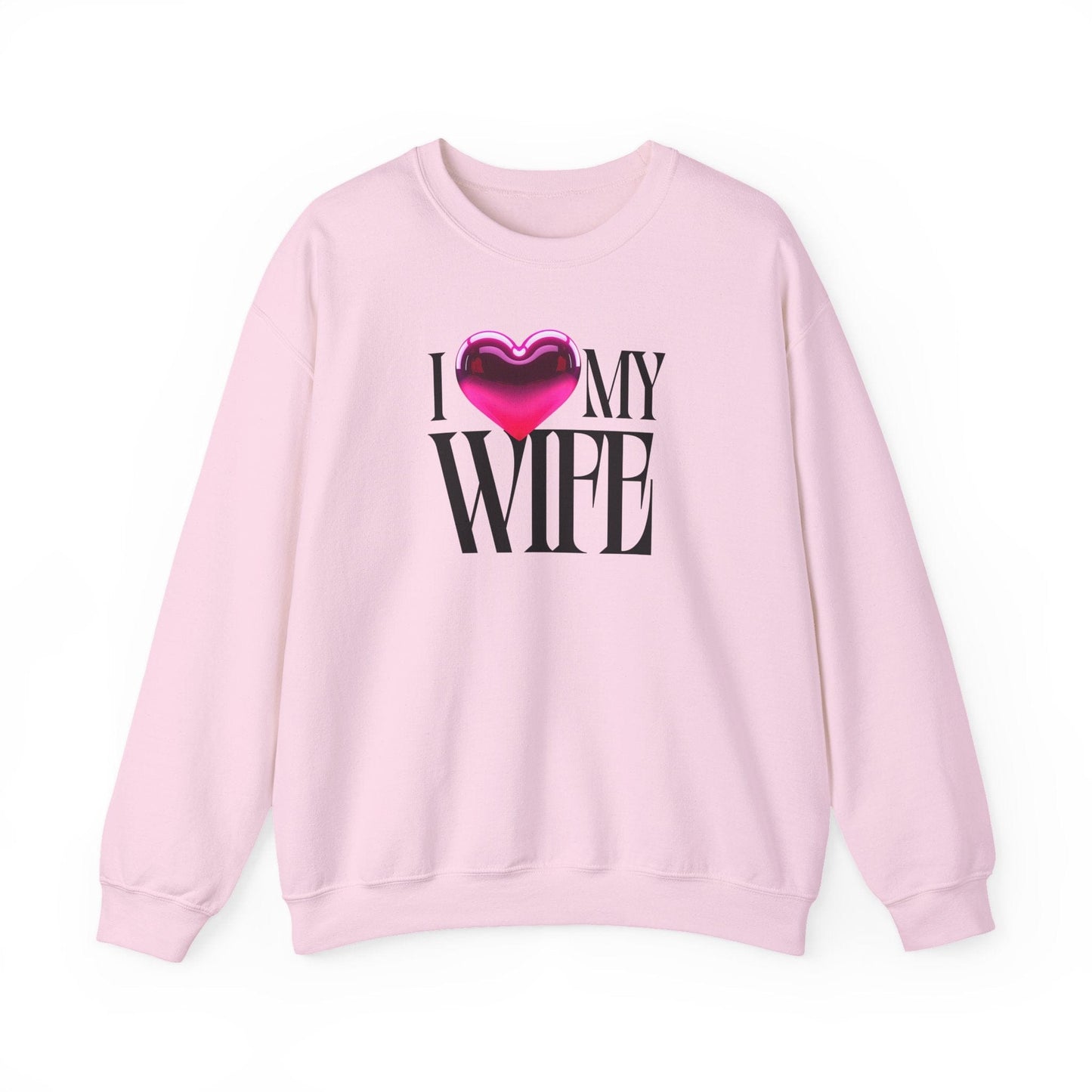 Glossy Pink Heart Wife Valentine Sweatshirt | Minimal Modern Love Design