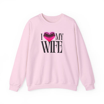 Glossy Pink Heart Wife Valentine Sweatshirt | Minimal Modern Love Design