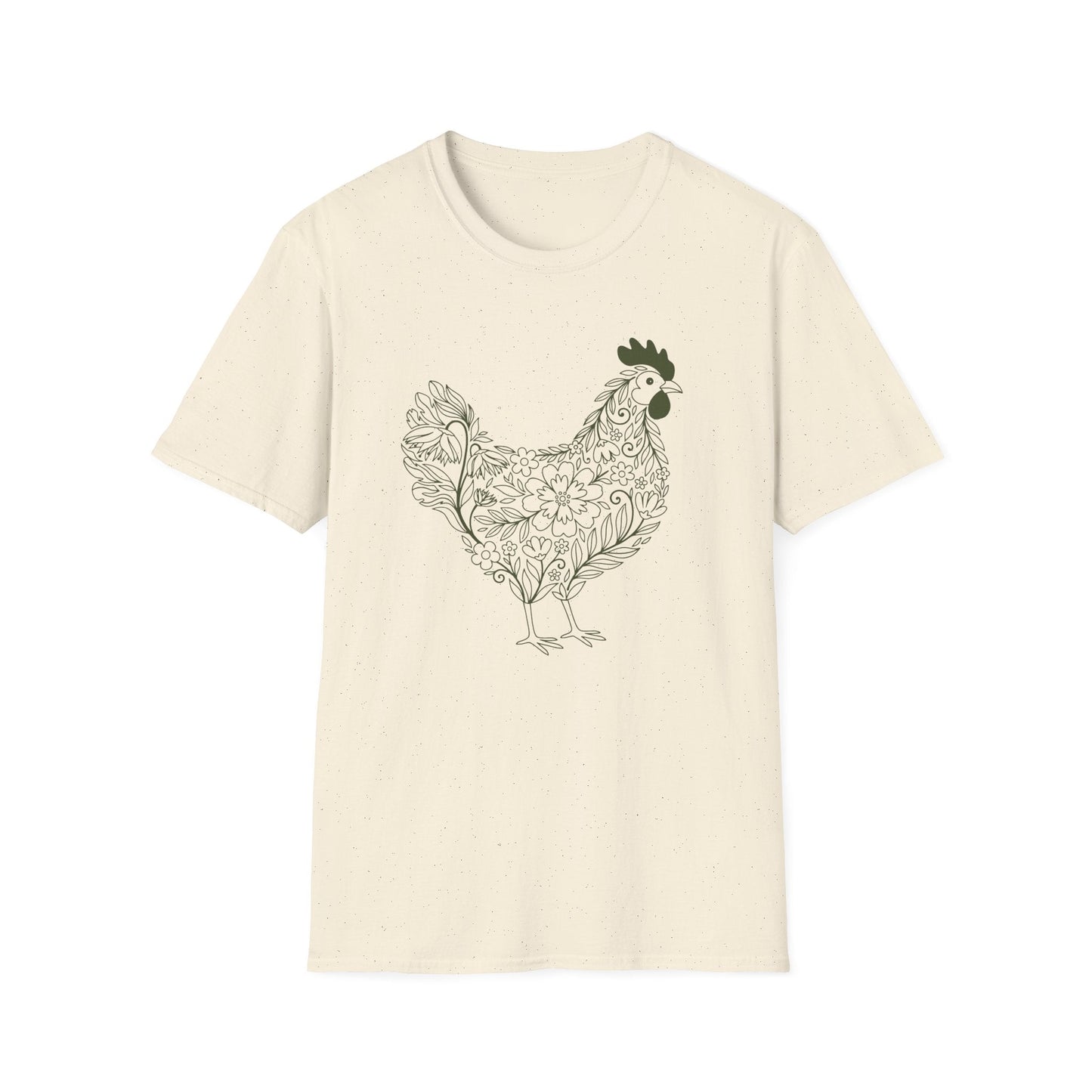Floral Hen Line Art Shirt | Minimal Farmhouse Botanical Design