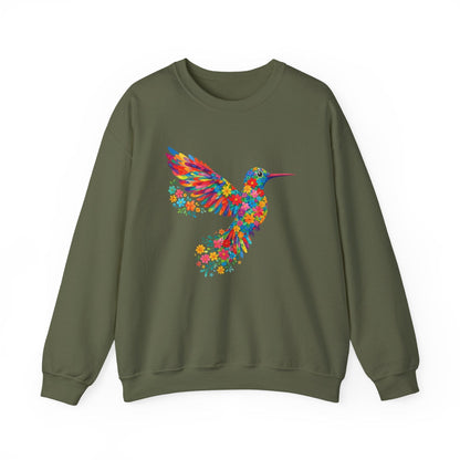 Vibrant Hummingbird Floral Shirt | Colorful Botanical Graphic Sweatshirt