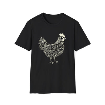 Floral Hen Line Art Shirt | Minimal Farmhouse Botanical Design