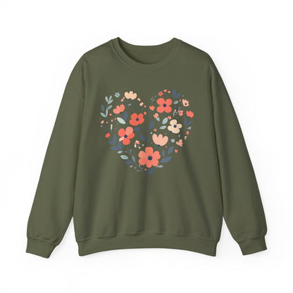 Floral Heart Sweatshirt | Soft Botanical Love Design