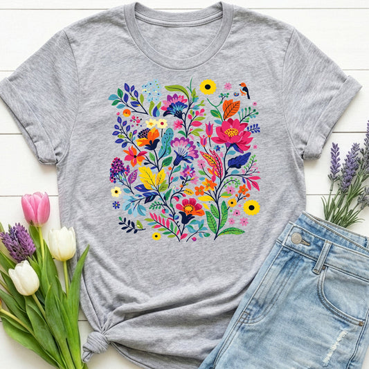 Bloom & Bright Spring Floral Shirt | Colorful Botanical Graphic Tee