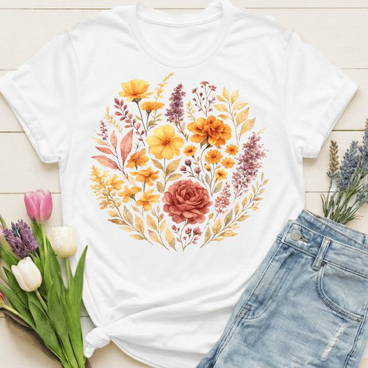 Soft Spring Floral Bouquet Shirt | Watercolor Wildflower Graphic Tee