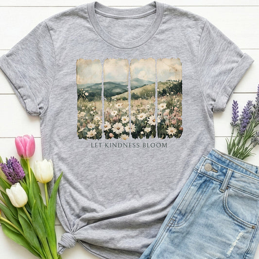 Let Kindness Bloom Shirt | Watercolor Floral Landscape Graphic Tee