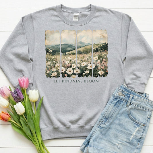 Let Kindness Bloom Shirt | Watercolor Floral Landscape Sweatshirt