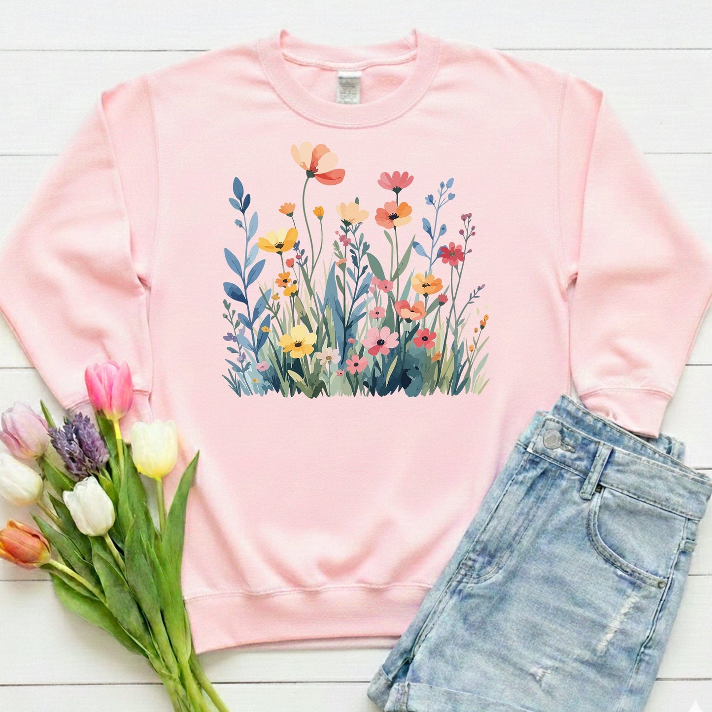 Wildflower Meadow Sweatshirt | Soft Spring Floral Design