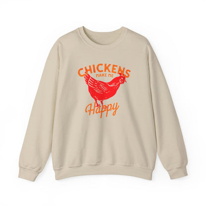 Chickens Make Me Happy Sweatshirt | Funny Farm Life Graphic Tee