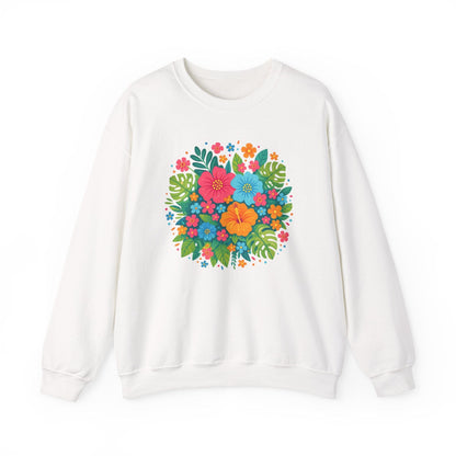 Tropical Bloom Floral Sweatshirt | Bright Botanical Spring Design