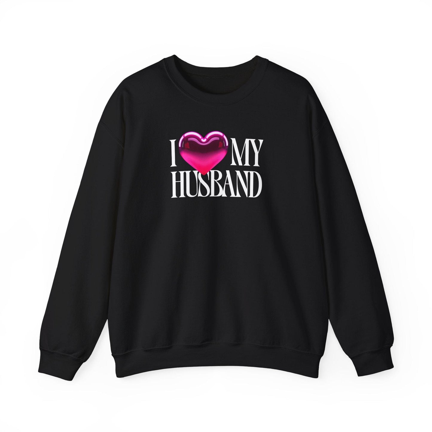 Glossy Pink Heart Husband Valentine Sweatshirt | Modern Minimal Love Design