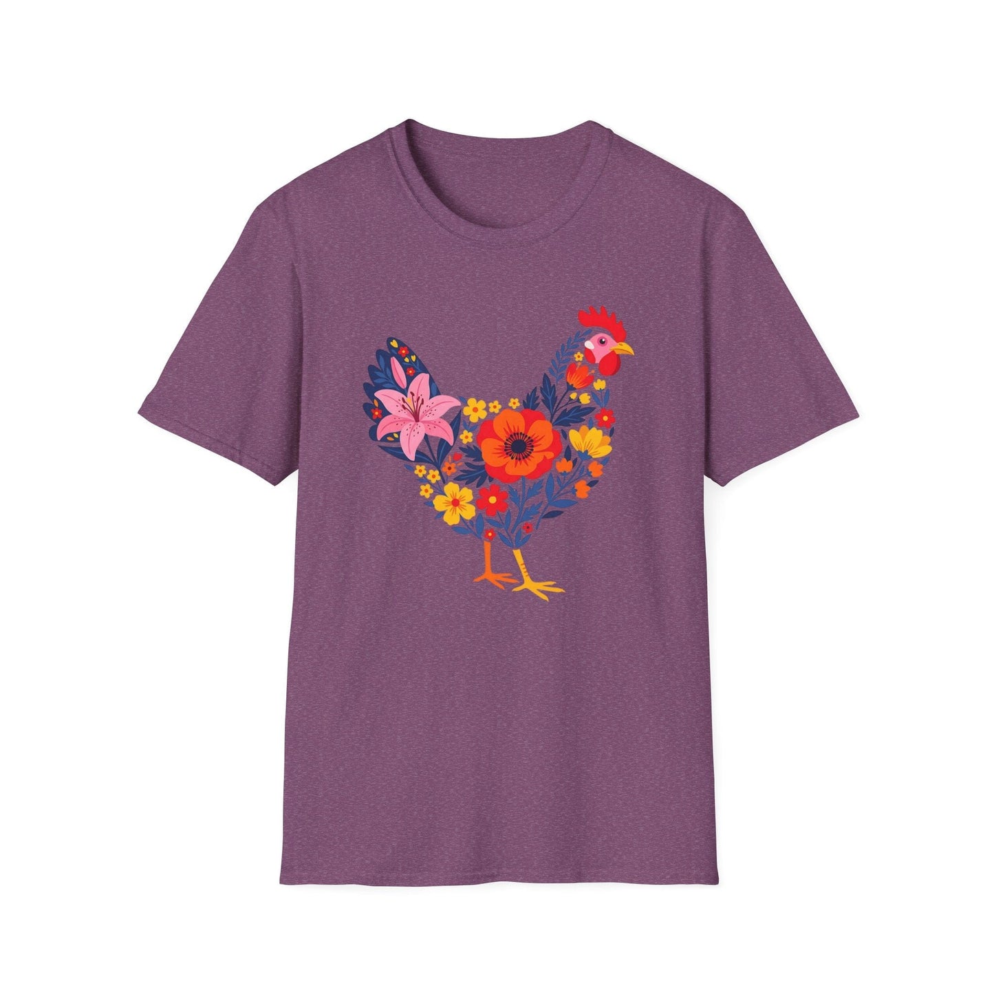 Floral Chicken Shirt | Folk Art Spring Farm Design