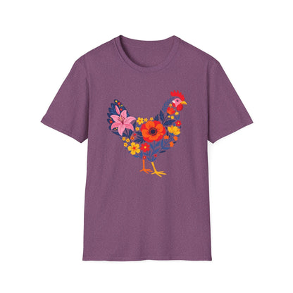 Floral Chicken Shirt | Folk Art Spring Farm Design