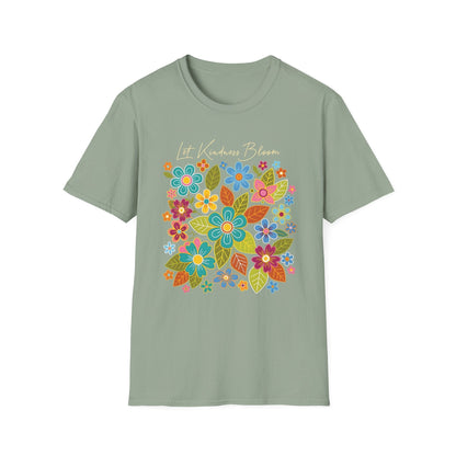Let Kindness Bloom t-shirt | Colorful Floral Positivity Design