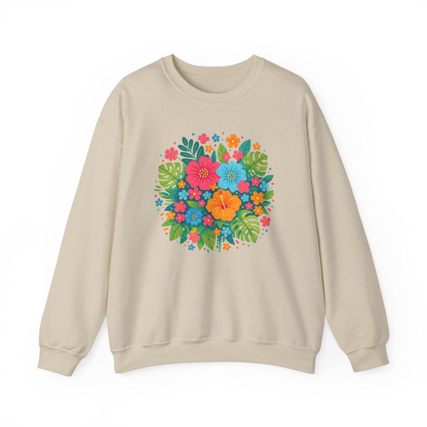 Tropical Bloom Floral Sweatshirt | Bright Botanical Spring Design