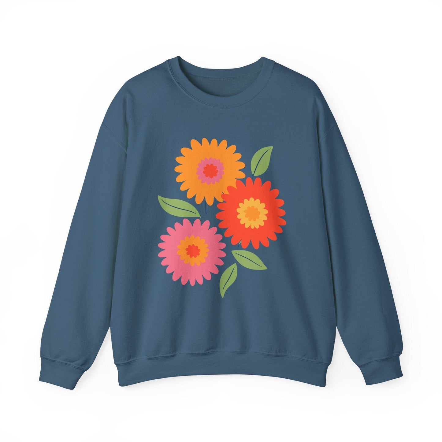 Retro Spring Flowers Sweatshirt | Colorful Minimal Floral Design