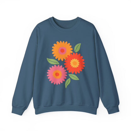 Retro Spring Flowers Sweatshirt | Colorful Minimal Floral Design
