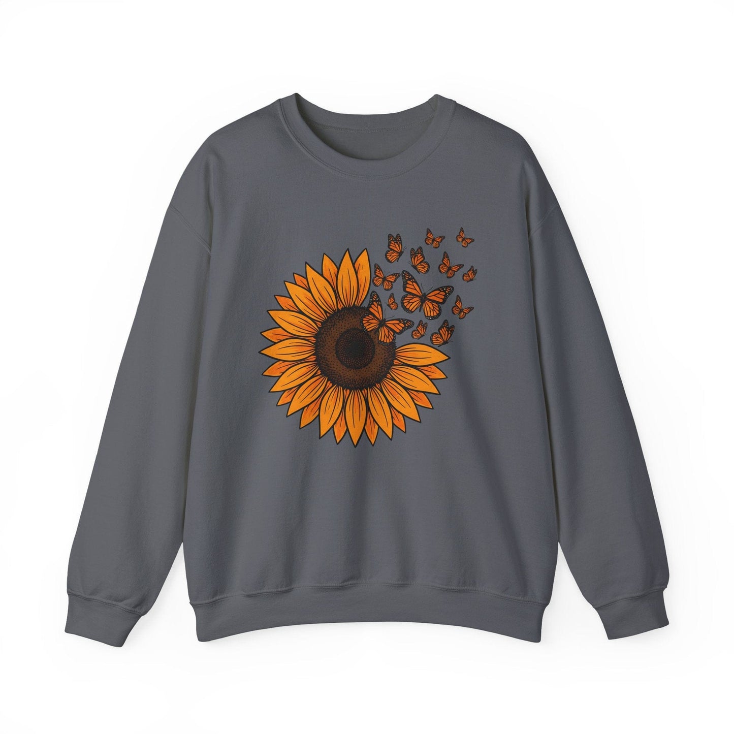Sunflower & Monarch Butterflies Shirt | Nature-Inspired Floral Sweatshirt
