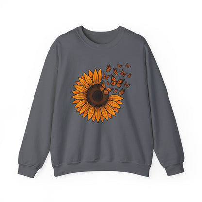 Sunflower & Monarch Butterflies Shirt | Nature-Inspired Floral Sweatshirt