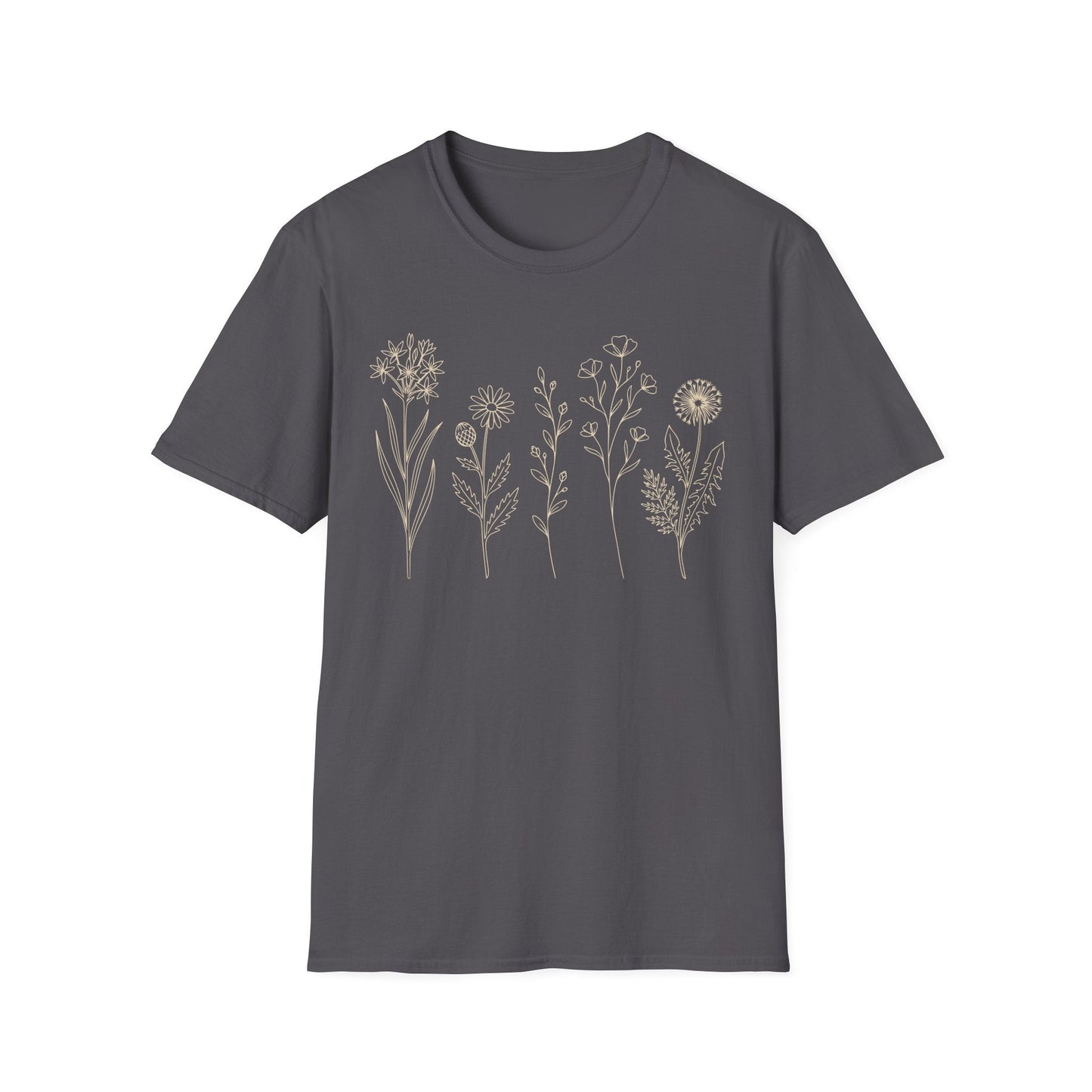Minimal Wildflower Line Art Shirt | Botanical Sketch Floral Graphic Tee
