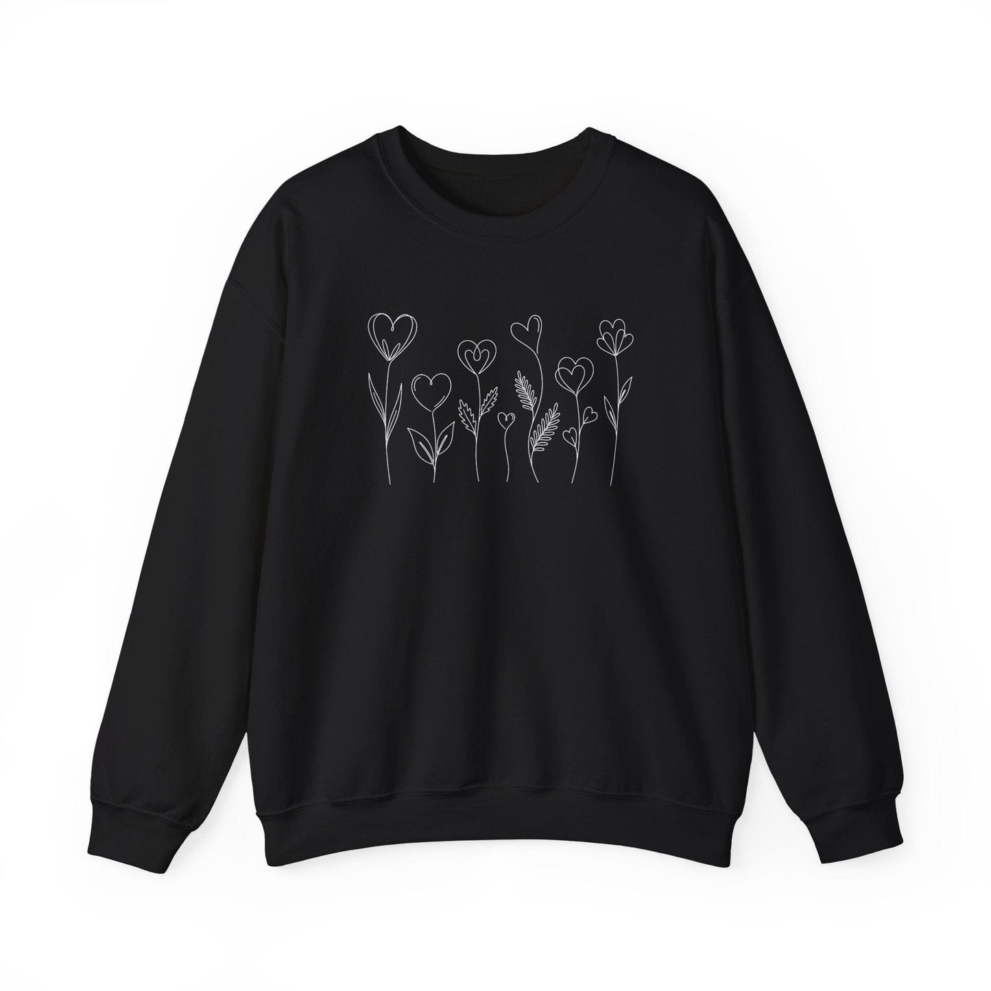 Delicate Heart Flower Valentine Shirt | Minimal Romantic Line Art Sweatshirt