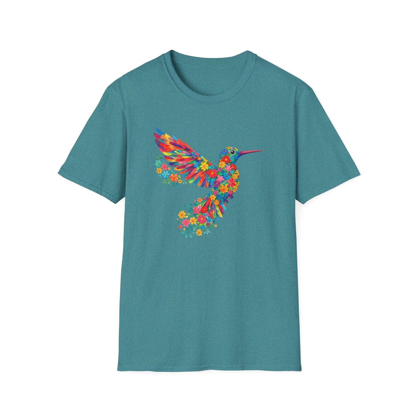 Vibrant Hummingbird Floral Shirt | Colorful Botanical Graphic t-shirt