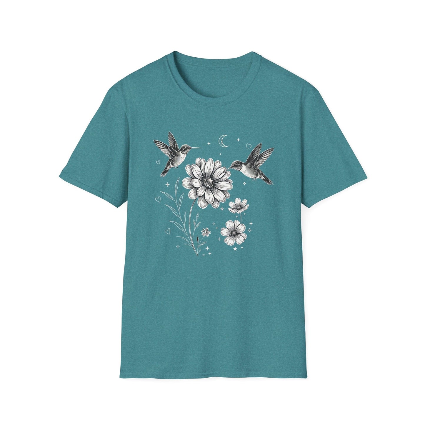 Hummingbird & Wildflower t-shirt | Minimal Botanical Nature Design