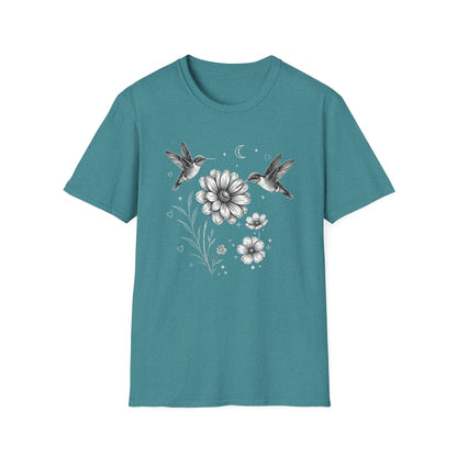 Hummingbird & Wildflower t-shirt | Minimal Botanical Nature Design