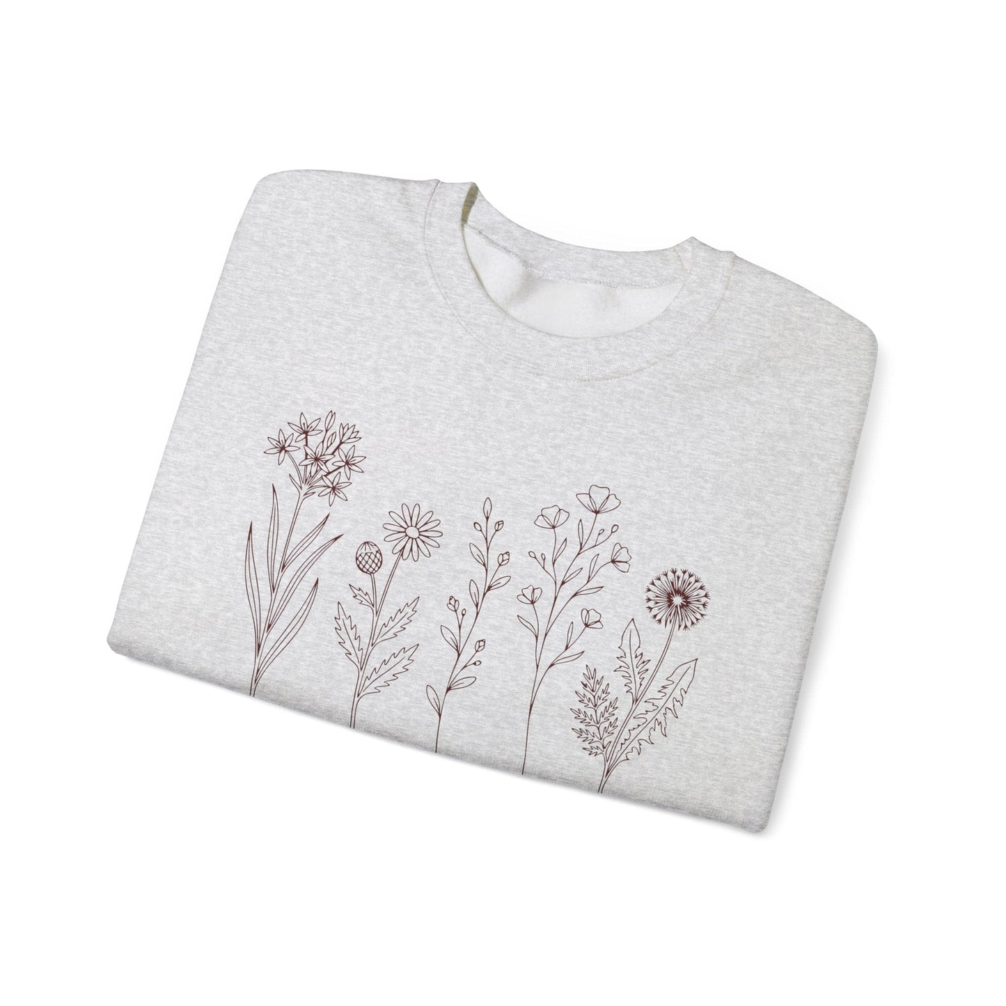 Minimal Wildflower Line Art Shirt | Botanical Sketch Floral Sweatshirt