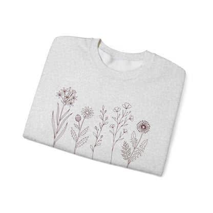 Minimal Wildflower Line Art Shirt | Botanical Sketch Floral Sweatshirt