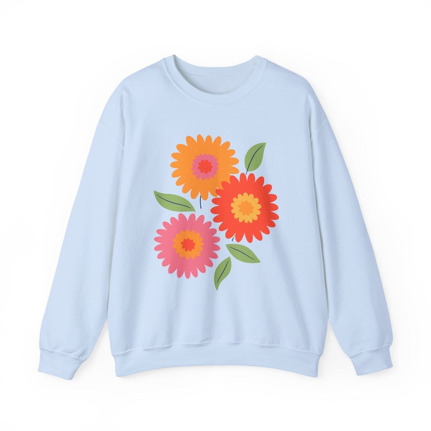 Retro Spring Flowers Sweatshirt | Colorful Minimal Floral Design