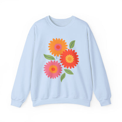 Retro Spring Flowers Sweatshirt | Colorful Minimal Floral Design