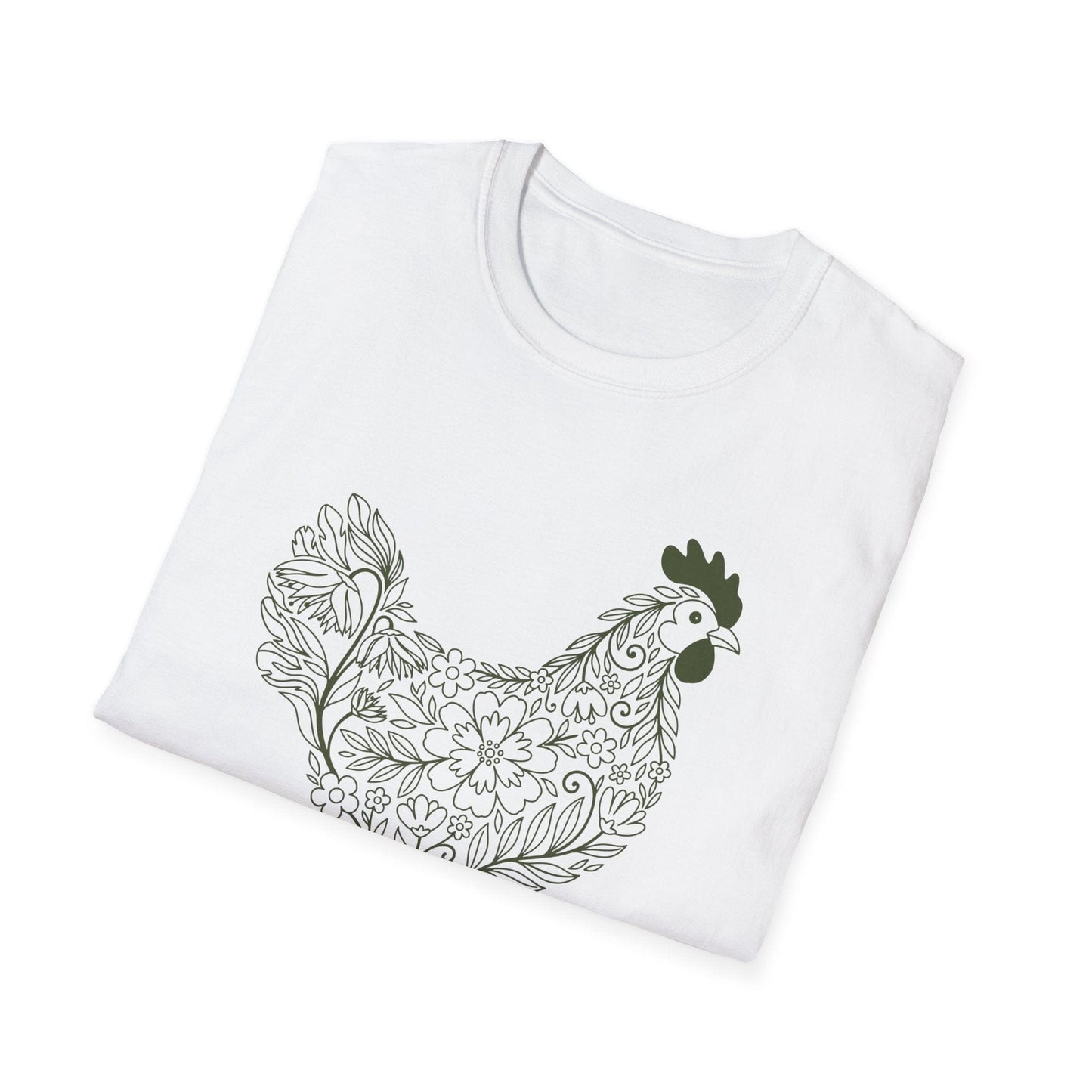 Floral Hen Line Art Shirt | Minimal Farmhouse Botanical Design