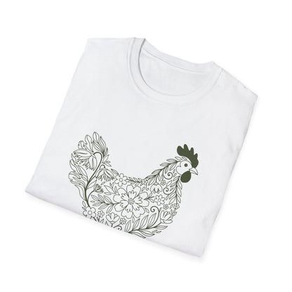 Floral Hen Line Art Shirt | Minimal Farmhouse Botanical Design