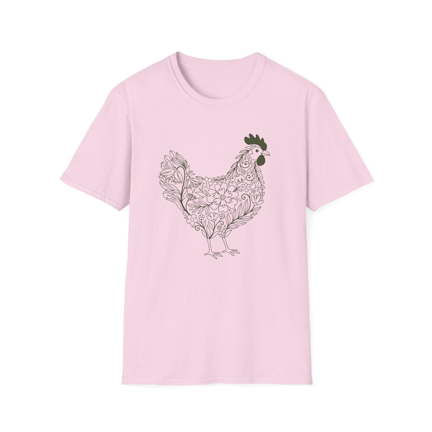 Floral Hen Line Art Shirt | Minimal Farmhouse Botanical Design
