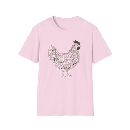 Floral Hen Line Art Shirt | Minimal Farmhouse Botanical Design