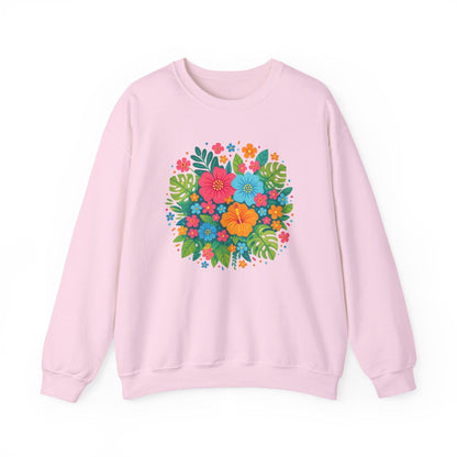 Tropical Bloom Floral Sweatshirt | Bright Botanical Spring Design