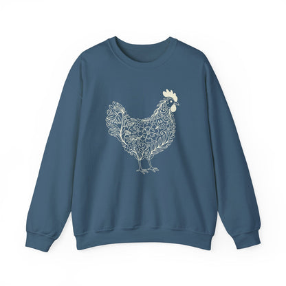 Floral Hen Line Art Sweatshirt | Minimal Farmhouse Botanical Design