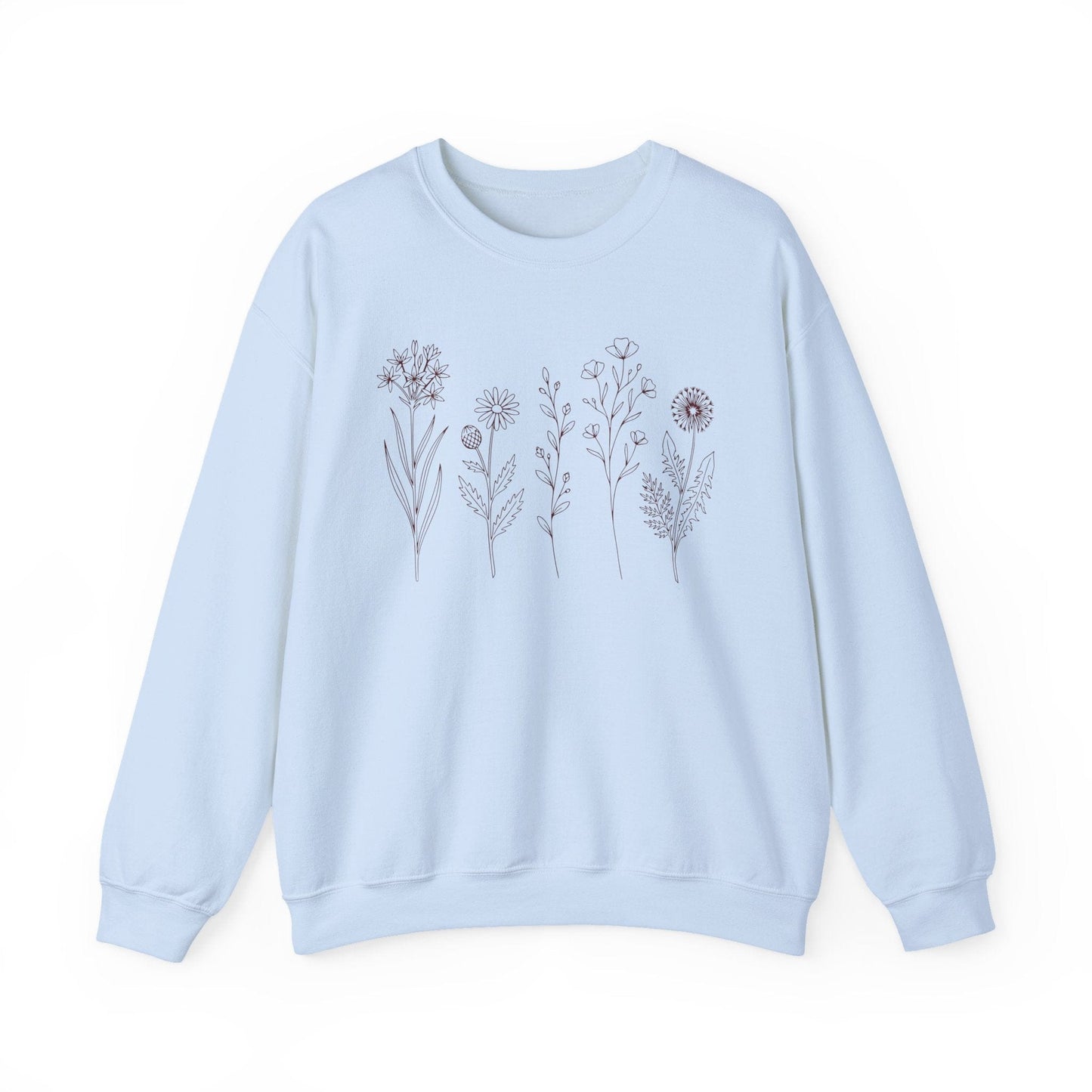 Minimal Wildflower Line Art Shirt | Botanical Sketch Floral Sweatshirt