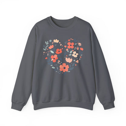 Floral Heart Sweatshirt | Soft Botanical Love Design