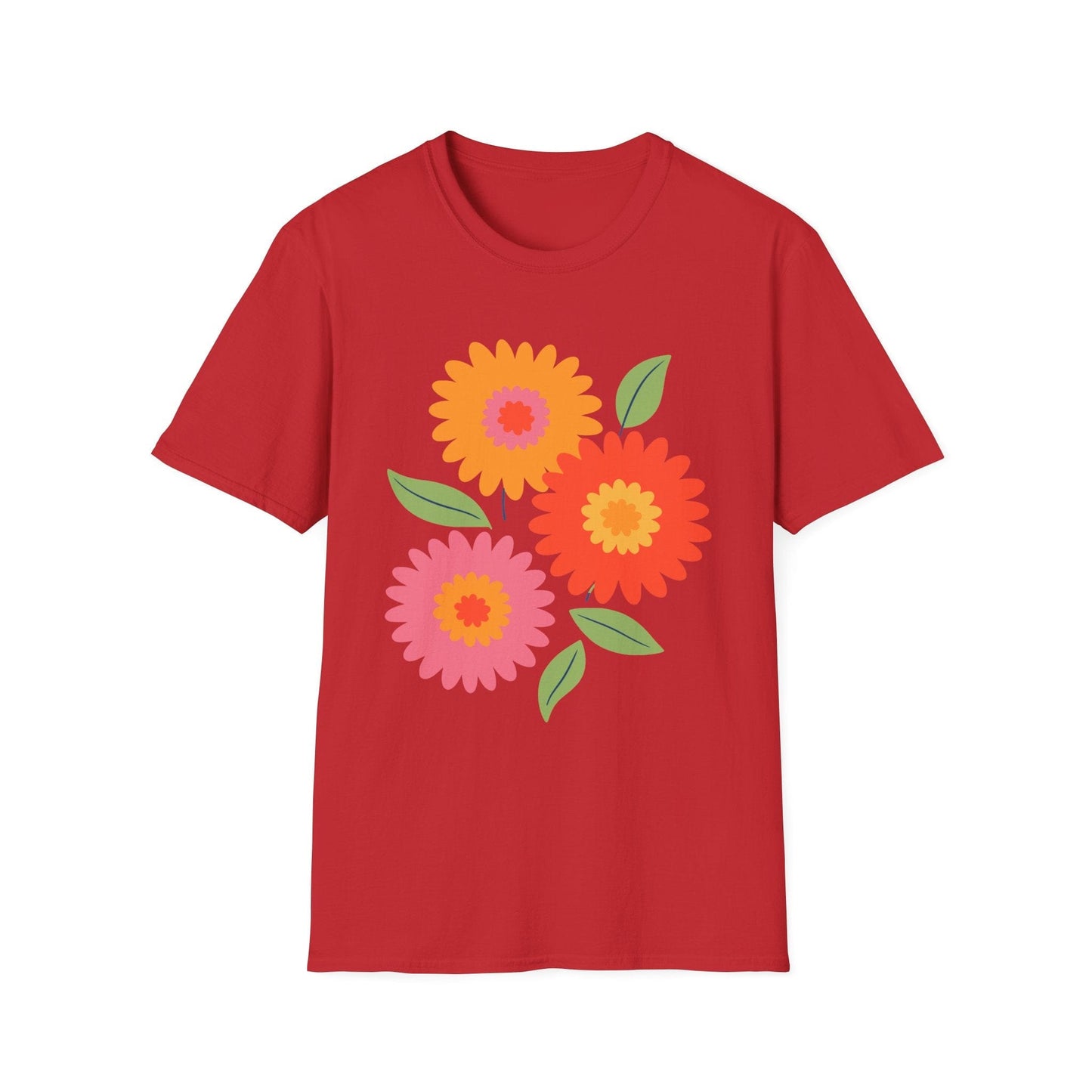 Retro Spring Flowers t-shirt | Colorful Minimal Floral Design