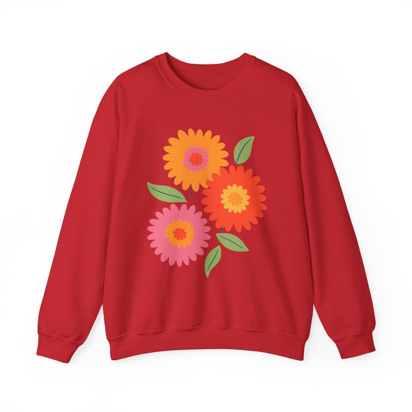 Retro Spring Flowers Sweatshirt | Colorful Minimal Floral Design