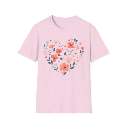 Floral Heart t-shirt | Soft Botanical Love Design