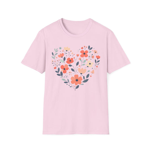 Floral Heart t-shirt | Soft Botanical Love Design