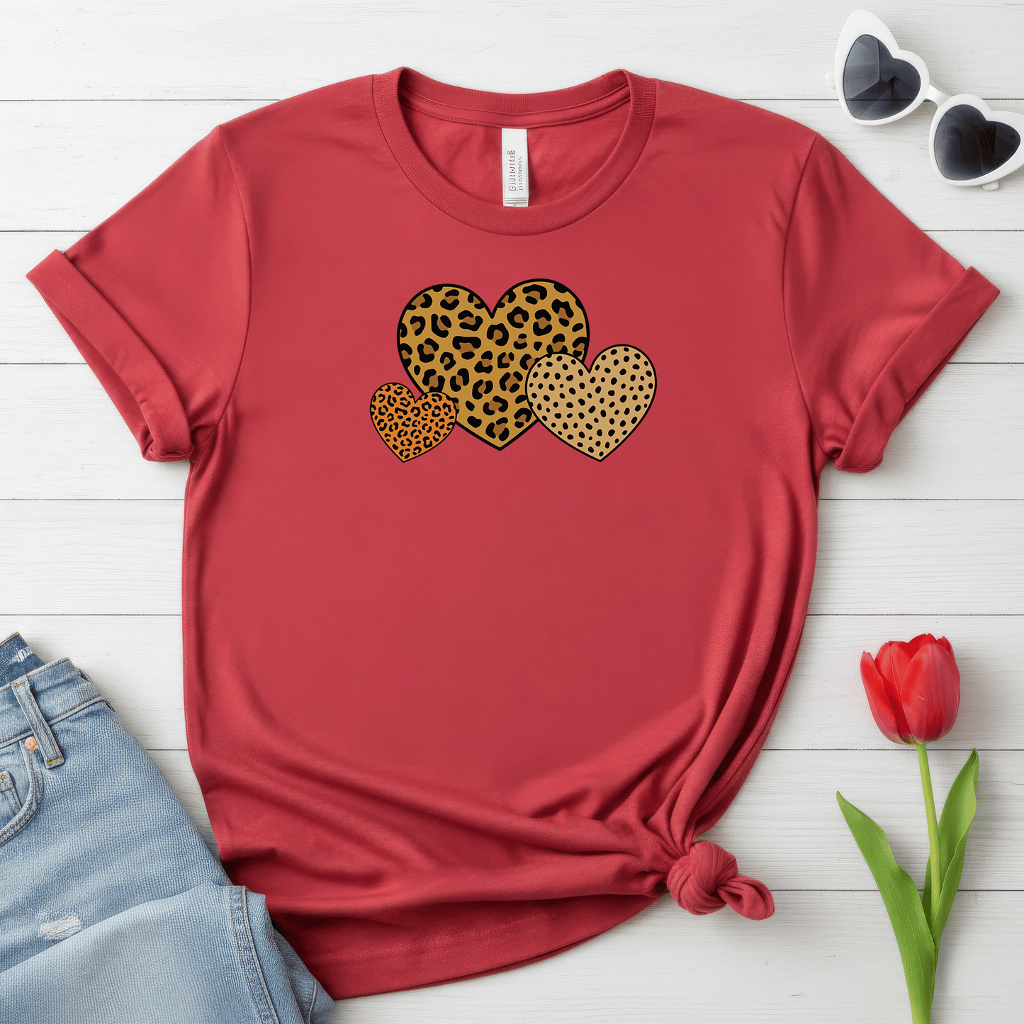 Leopard Heart Valentine Shirt | Trendy Animal Print Valentine Tee
