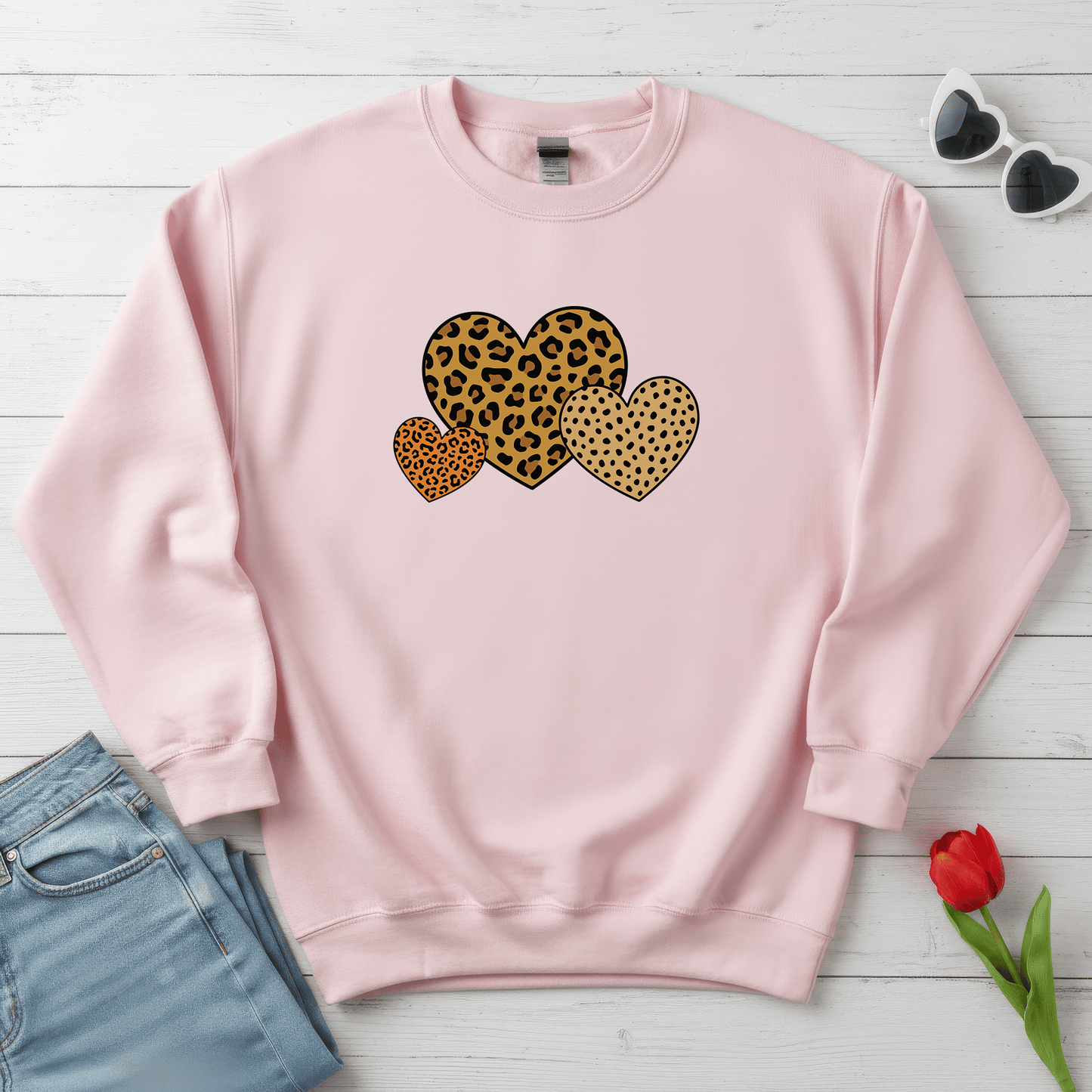 Leopard Heart Valentine Shirt | Trendy Animal Print Valentine Sweatshirt