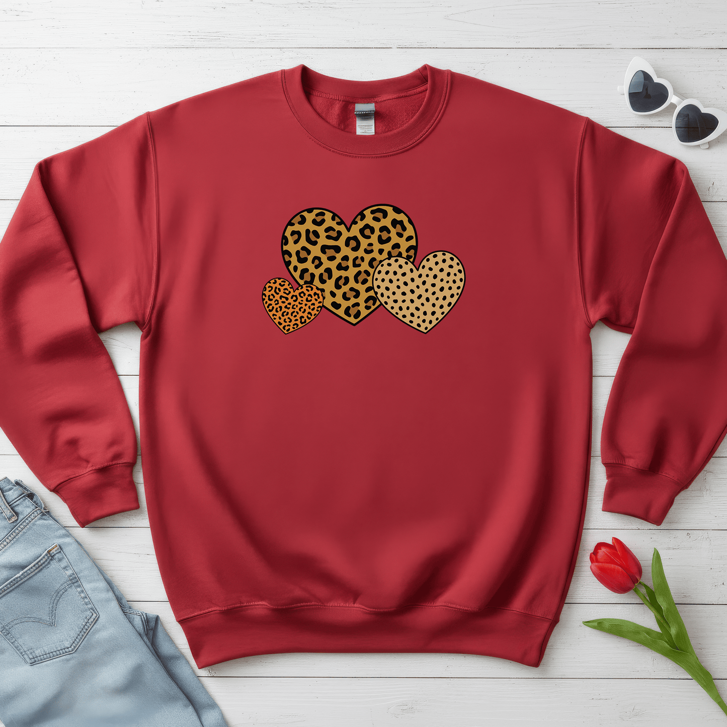 Leopard Heart Valentine Shirt | Trendy Animal Print Valentine Sweatshirt