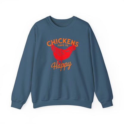 Chickens Make Me Happy Sweatshirt | Funny Farm Life Graphic Tee