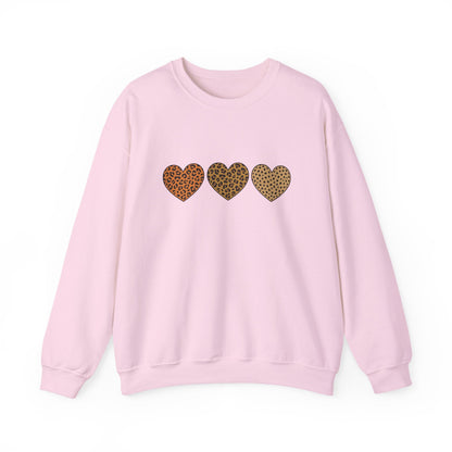 Leopard Heart Trio Valentine Shirt | Trendy Animal Print Love Sweatshirt