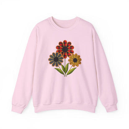 Patterned Floral Trio Sweatshirt | Buffalo Plaid, Polka Dot & Leopard Spring Design