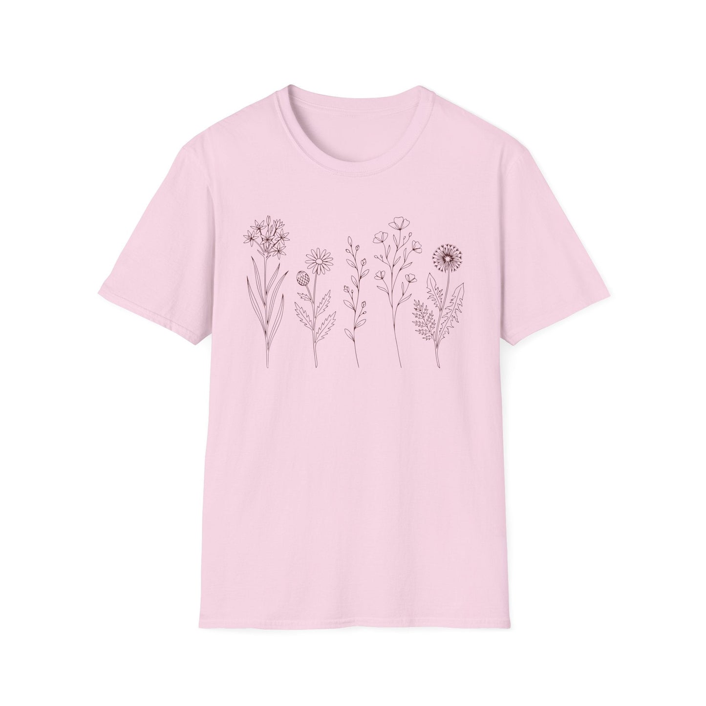 Minimal Wildflower Line Art Shirt | Botanical Sketch Floral Graphic Tee